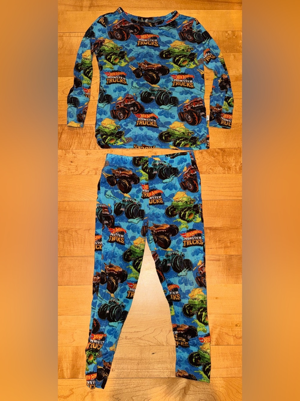 Posh Peanut bamboo Hot Wheels Monster Trucks 2-piece pajamas 18-24 months